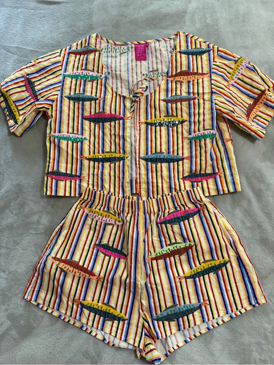 QUEEN OF SPARKLES Other - Striped Set with sequin fish